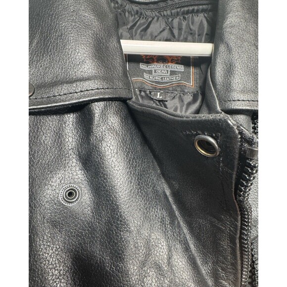 Milwaukee Black Leather Women's L Motorcycle Pocket Jacket With Zip Out Lining - Picture 5 of 16